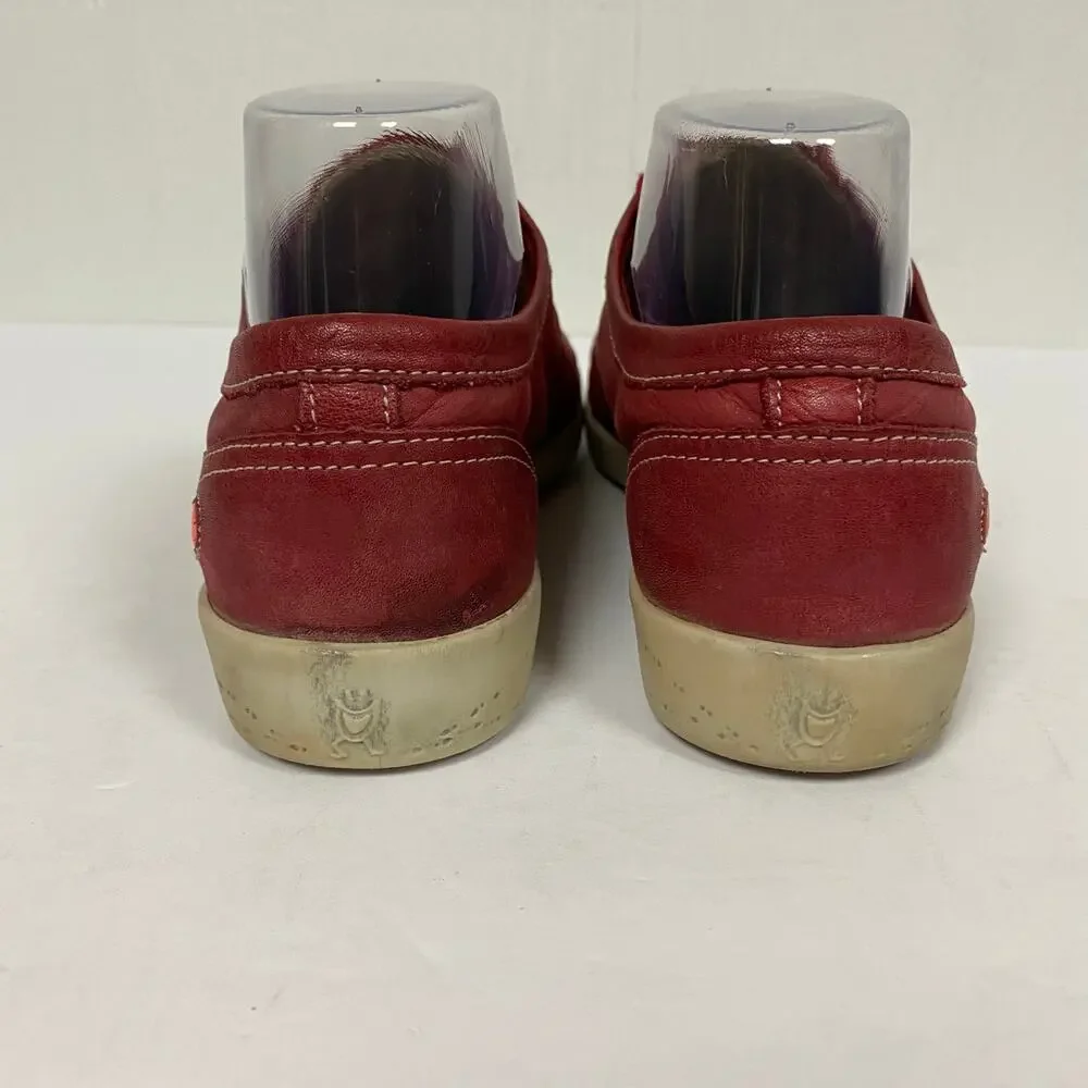 Softinos by Fly London Isla Womens Red Soft Leather Trainers Shoes EU 39 US 9